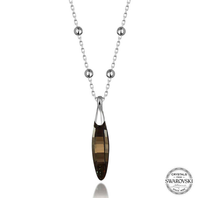 Swarovski Crystal Stone Ball Chain Rod Silver Women's Necklace
