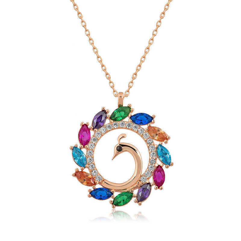Silver Rose Peacock Women's Necklace