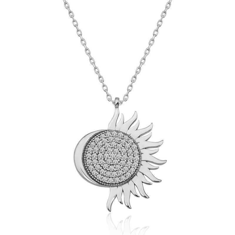 Moon and the sun together Women's Necklace