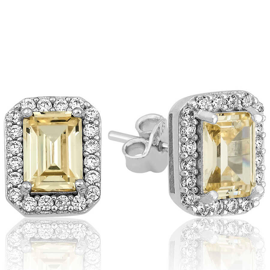 925 sterling silver. This earring is rhodium plated and stones are zircon.