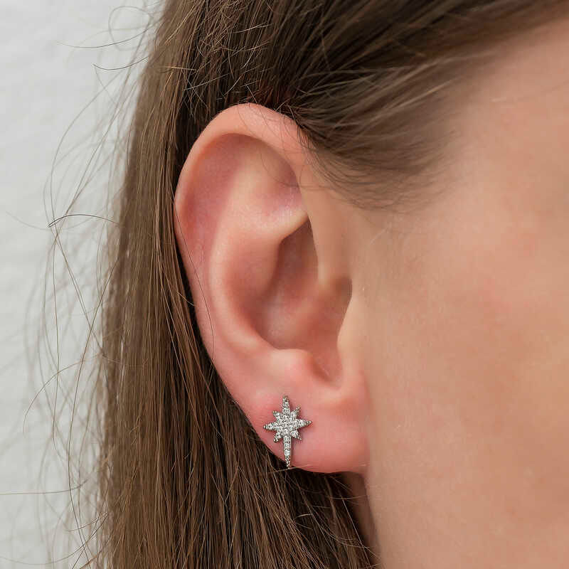 Thumbnail: Silver Pole Star Earrings