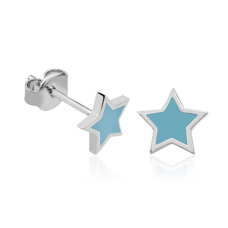 925 Silver Blue Star Earrings