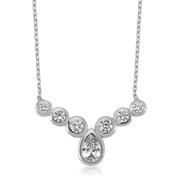 Silver Row Stone Drop Women`s Necklace
