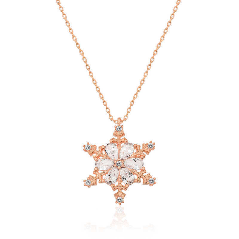 Silver Rose Snow Flower Women's Necklace