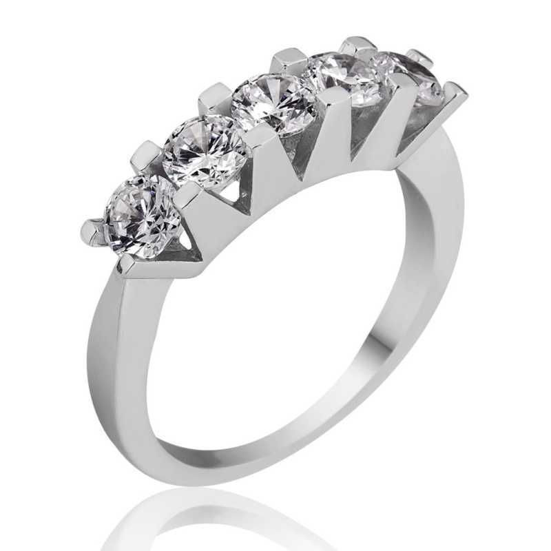 Silver 5 Stone Women's Ring