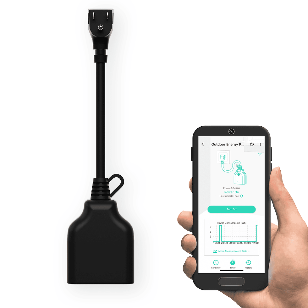 Smart outdoor power adapter and mobile app: monitor energy usage