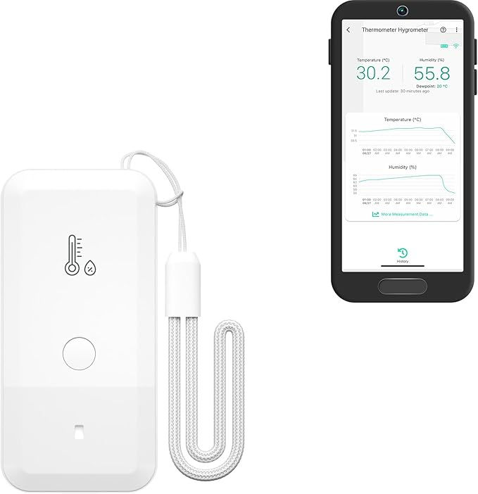 Wireless temperature and humidity monitor with mobile app data