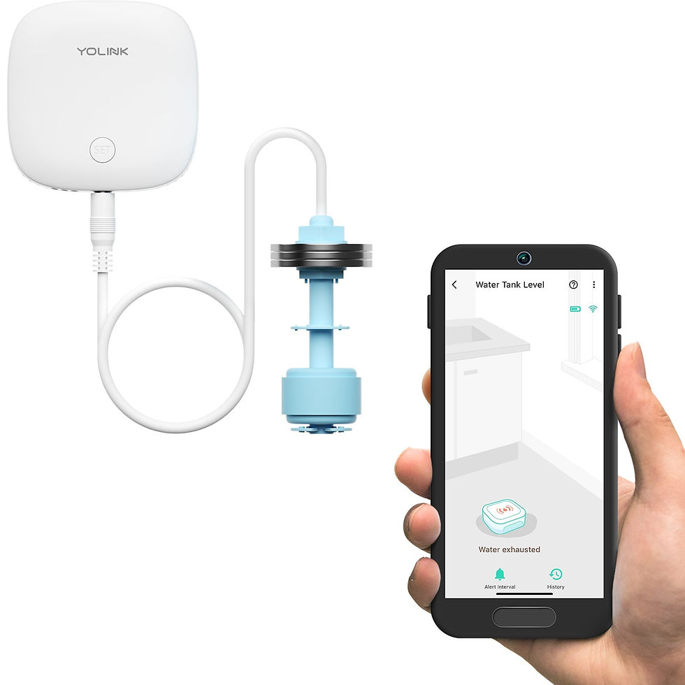 Home water leak detector system shown on smartphone app
