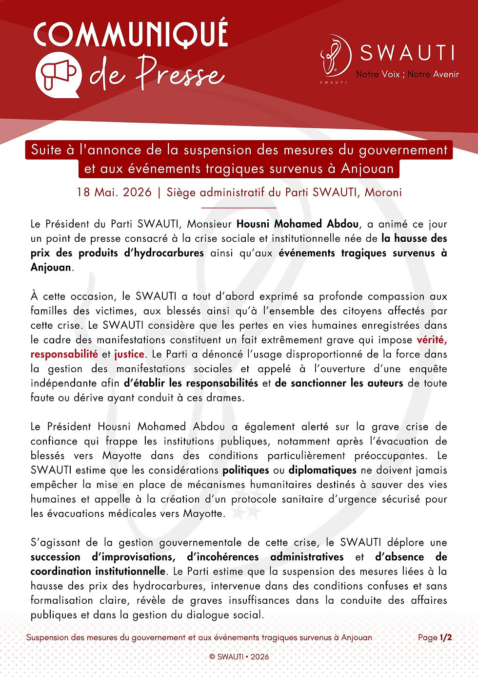 Communiqué de Presse 004 - Page 1