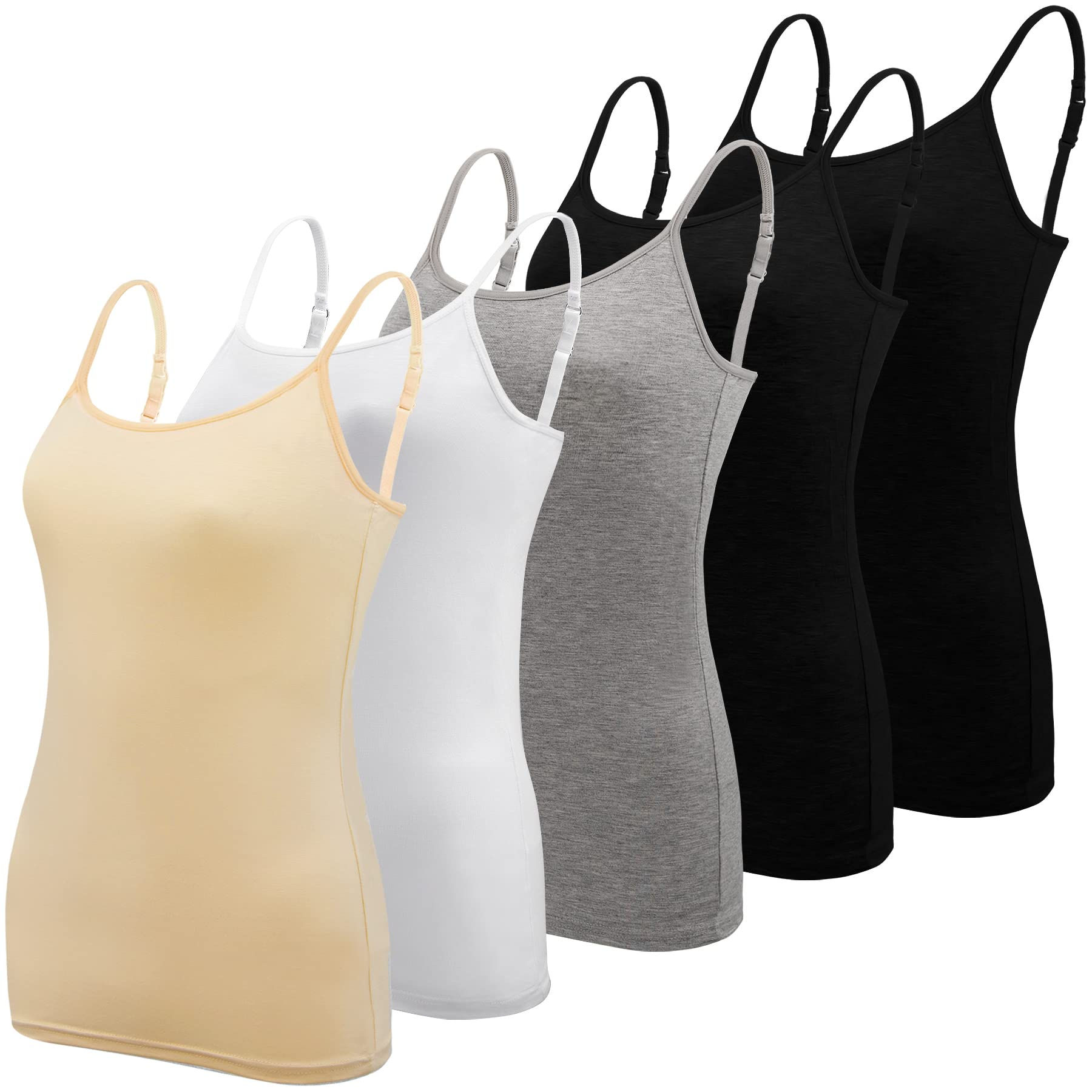 BQTQ 5 Pcs Womens Camisole Tank Tops Undershirt Spaghetti Strap Camisoles Pac...