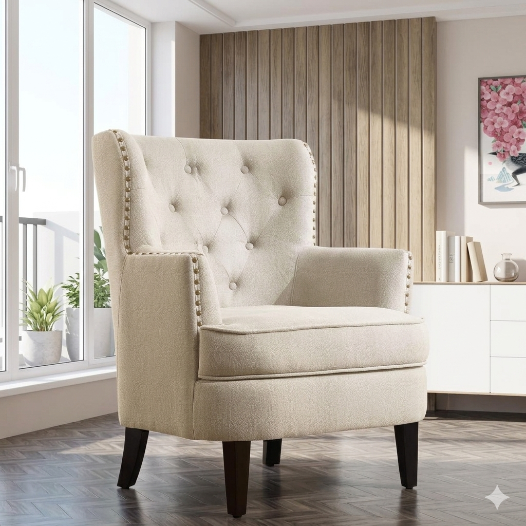 Artisanal Wingback Accent Chair – Timeless Comfort & Craftsmanship