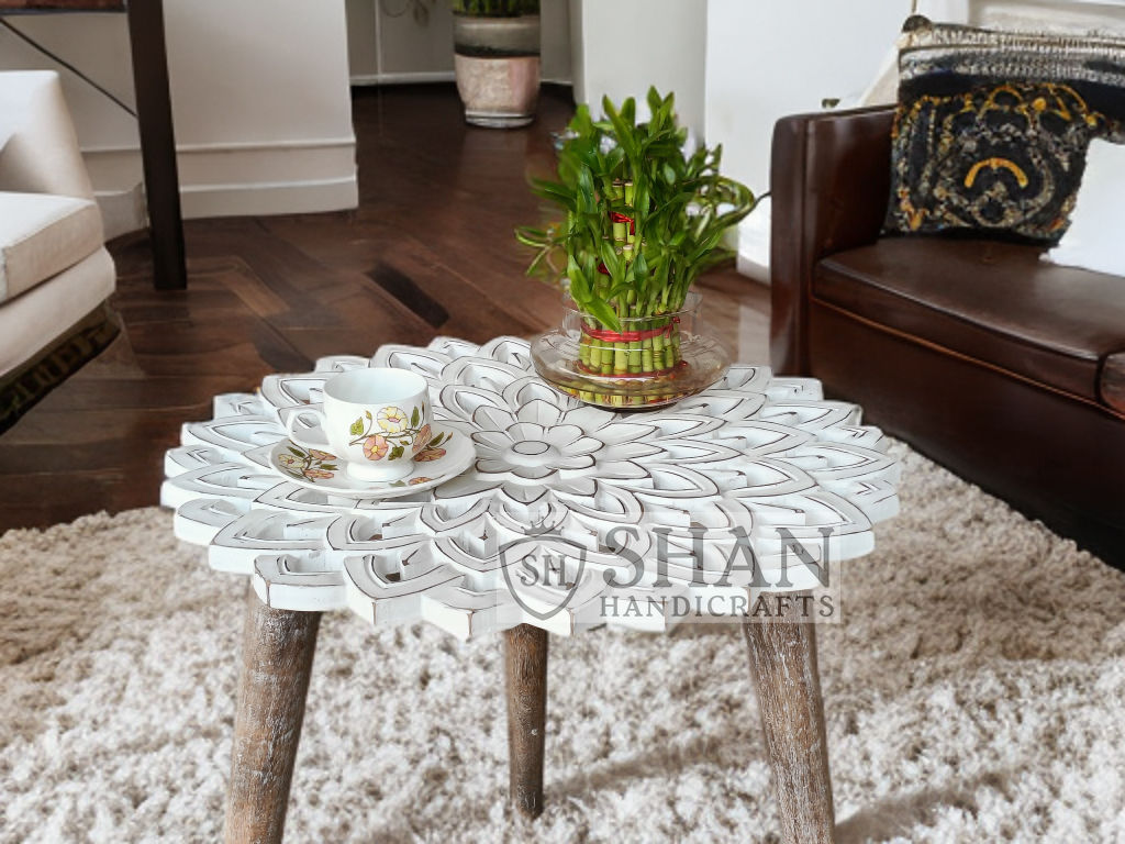 Wooden Hand Crafted Solid Wood Accent Table, Coffee Table, Side Table, Entryway