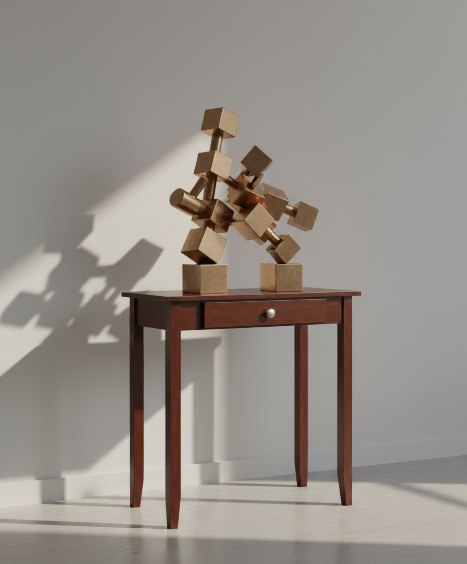 Aptos Handcrafted Mango Wood Console Table with Drawer & Shelf Walnut Brown