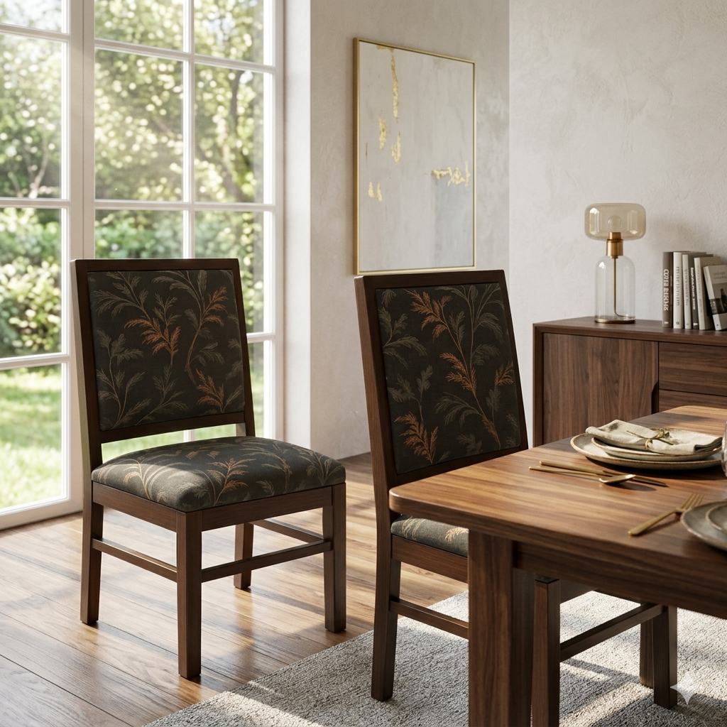 Sheesham Wood Dining Chairs – Set of 2 (Walnut Finish)