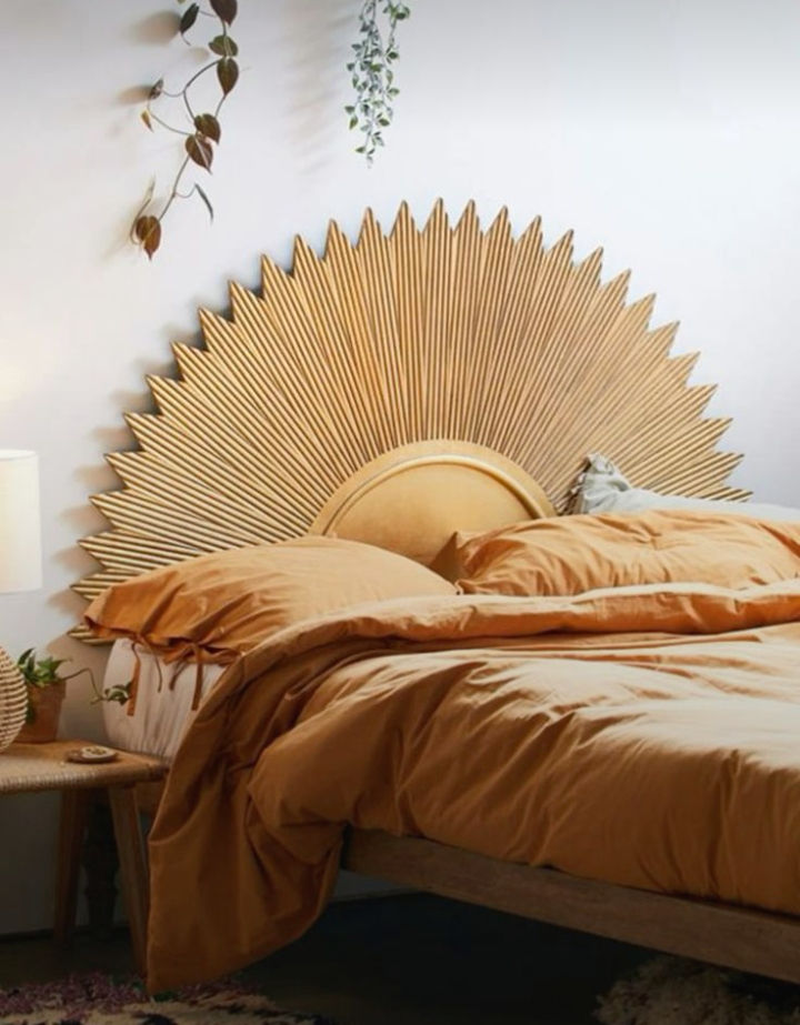 Surya Wooden Bed Headboard Carved Design