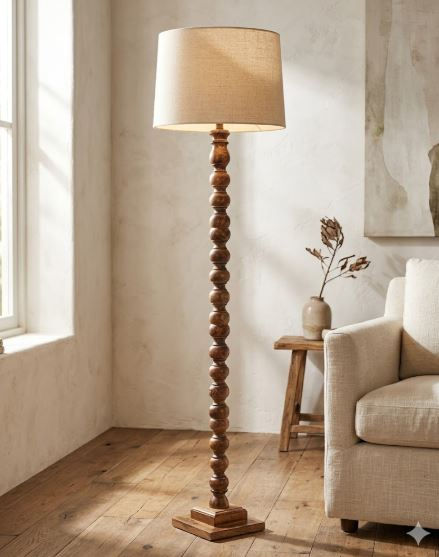 Handcrafted Distressed Wood Floor Lamp – Artisan Made