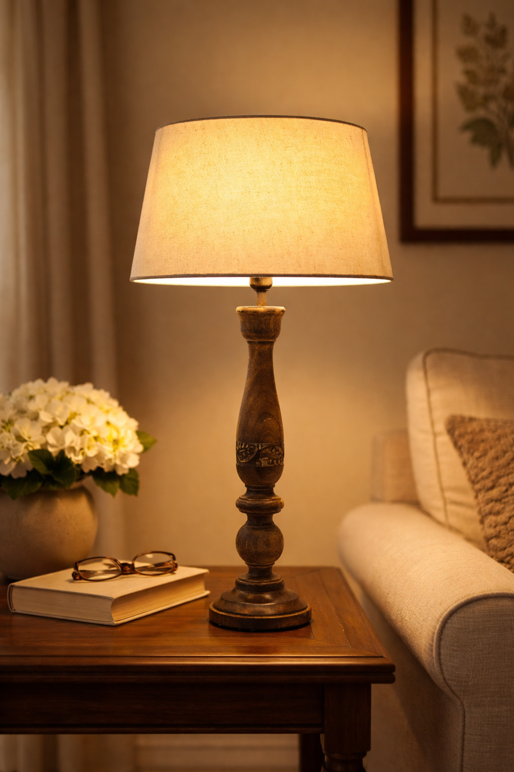 Handcrafted Wooden Table Lamp – Matte Finish