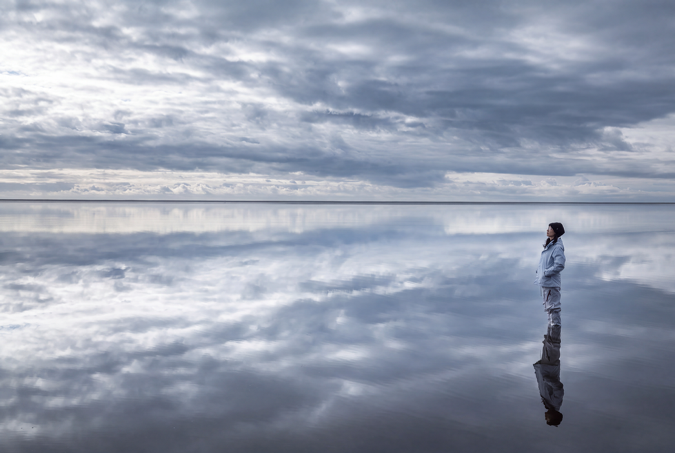 Standing inside the sky.