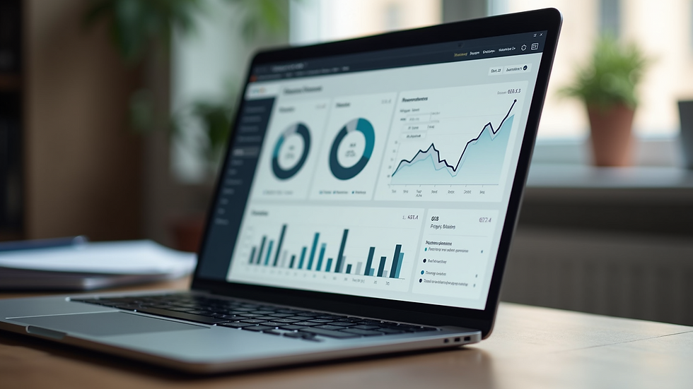 Close-up view of a laptop screen showing brand analytics dashboard