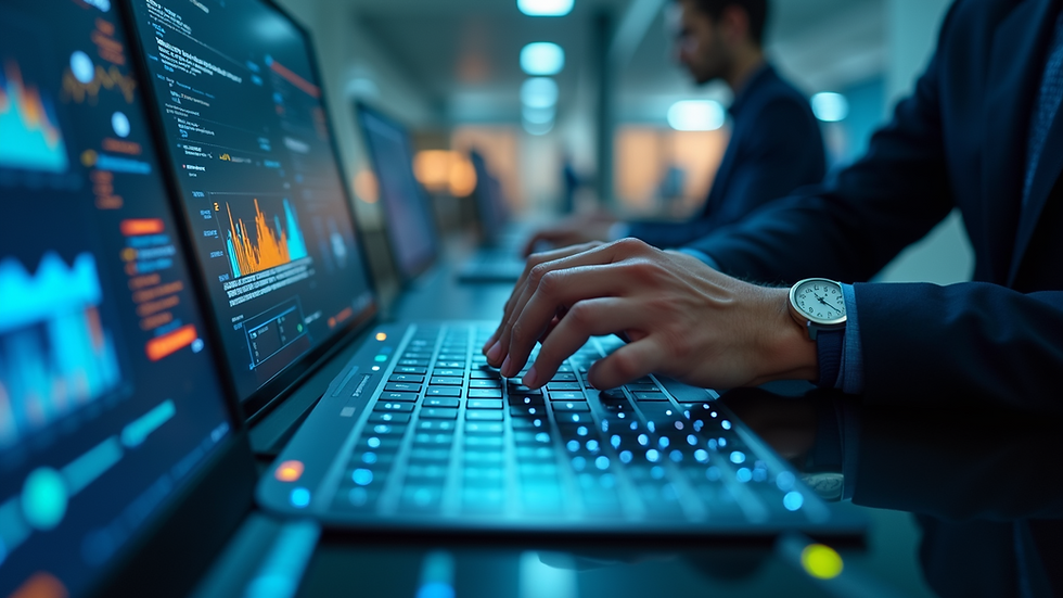 Eye-level view of a digital interface showcasing AI analytics