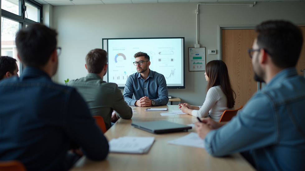 Eye-level view of a safety training session with participants engaged in learning