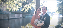 Bride and groom sharing a joyful moment at The Westin Riverwalk, San Antonio, on their wedding day.