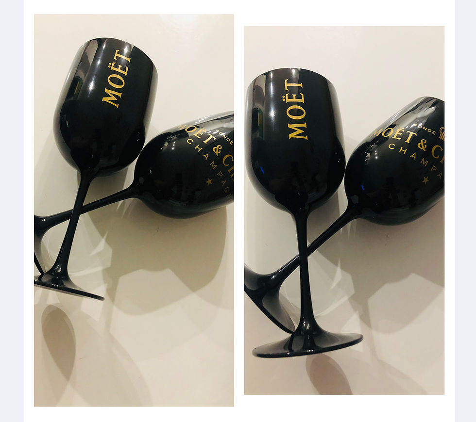 Thumbnail: Set of 4 Black & Gold Goblets