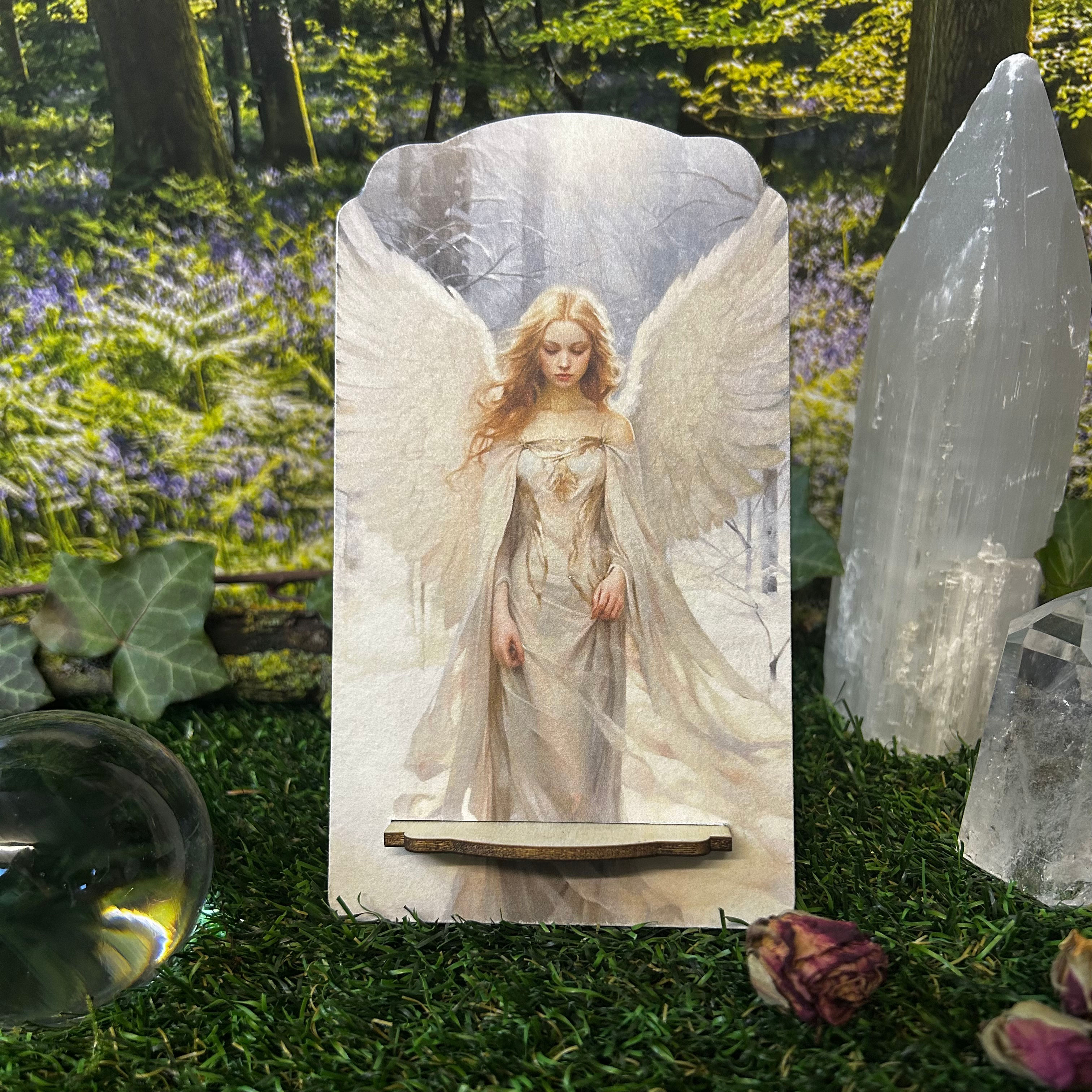 Wooden Tarot & Oracle Stand, Card Holder, Angel