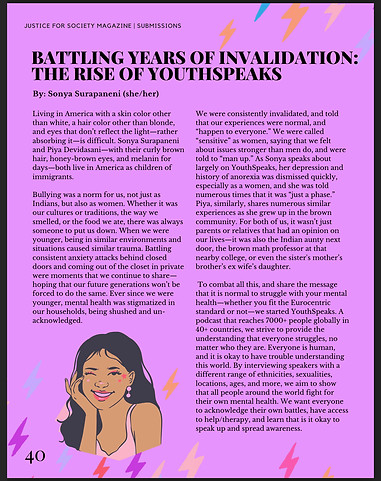 YouthSpeaks Featured on Justice For Society Magazine