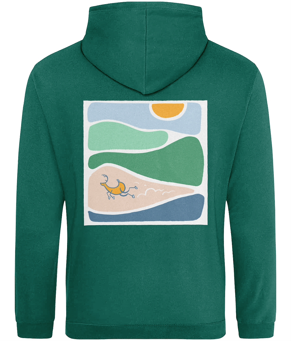 Thumbnail: Running deer lightweight hoodie (dark colours)
