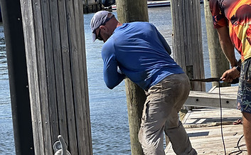 Marine piling installation for dock foundation in Hallandale Beach, FL waterfront