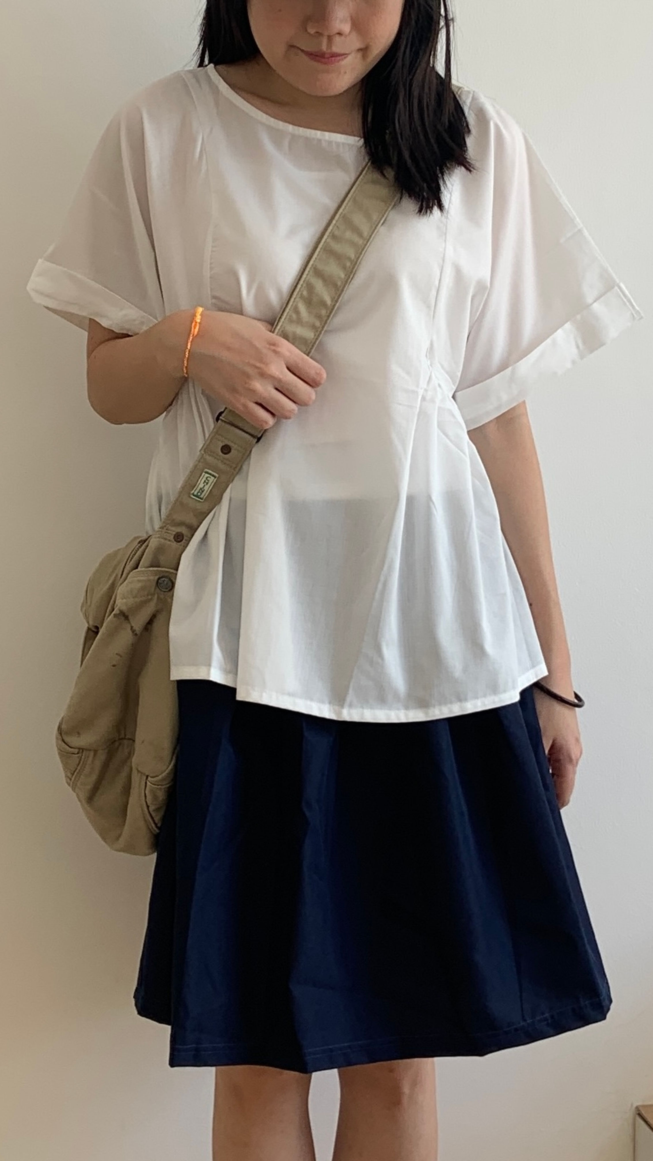 Navy Midi High Skirt