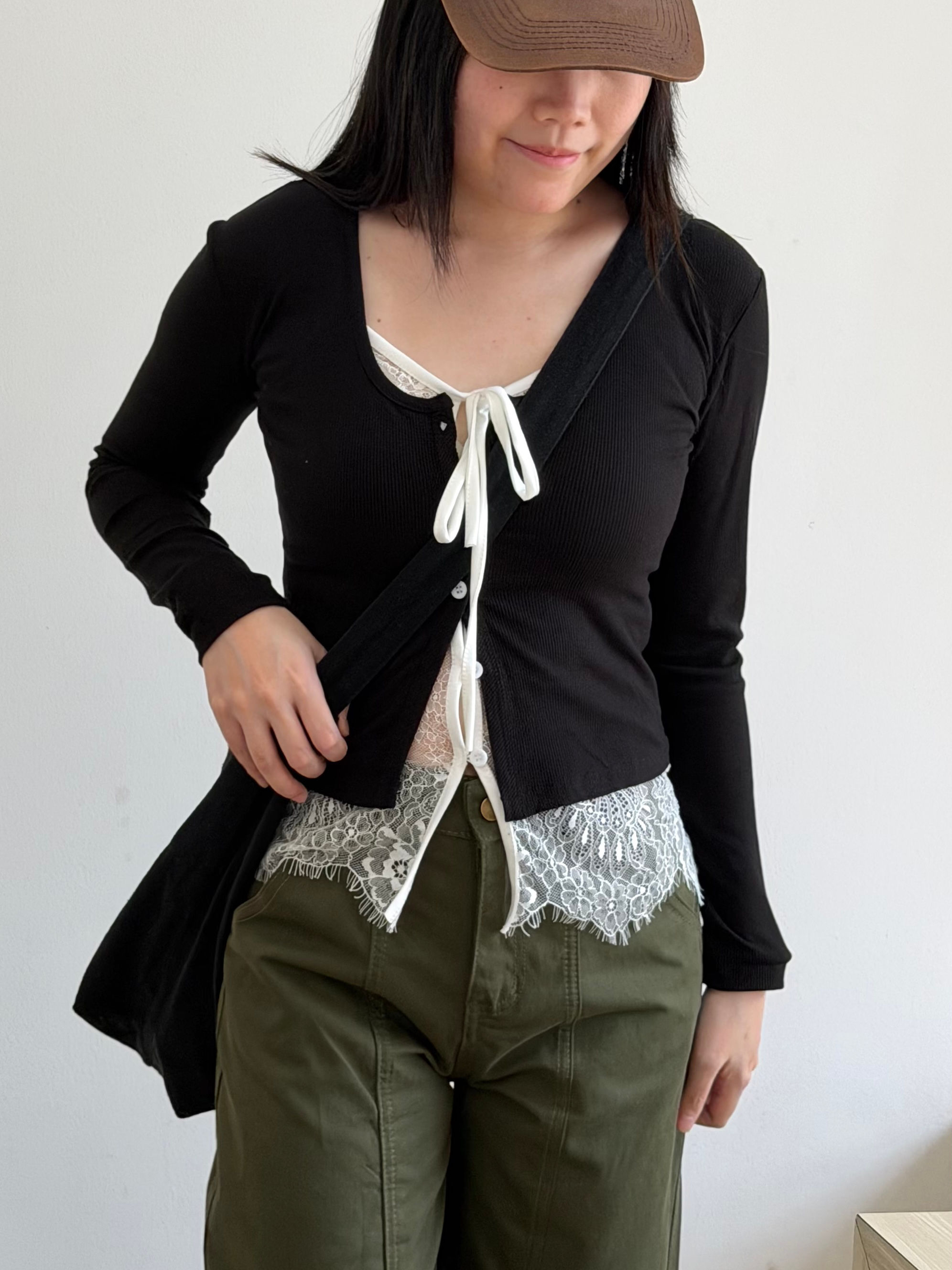 Layered Tie Slim Top