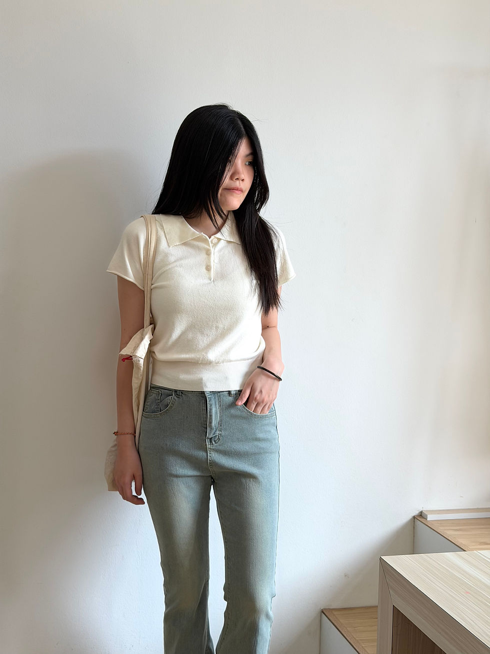 Thumbnail: Lace Trim Flare Jeans