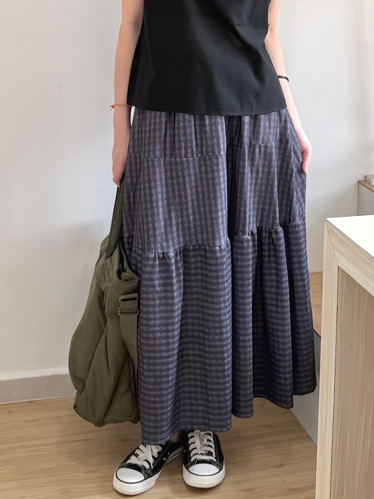 Vintage Plaid A-Line Skirt