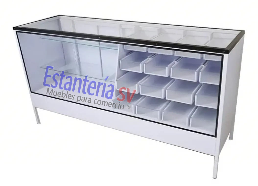 Cajonera Papelería Ferretería Metálica Mixta 16 Cajones y 2 Niveles Cristal