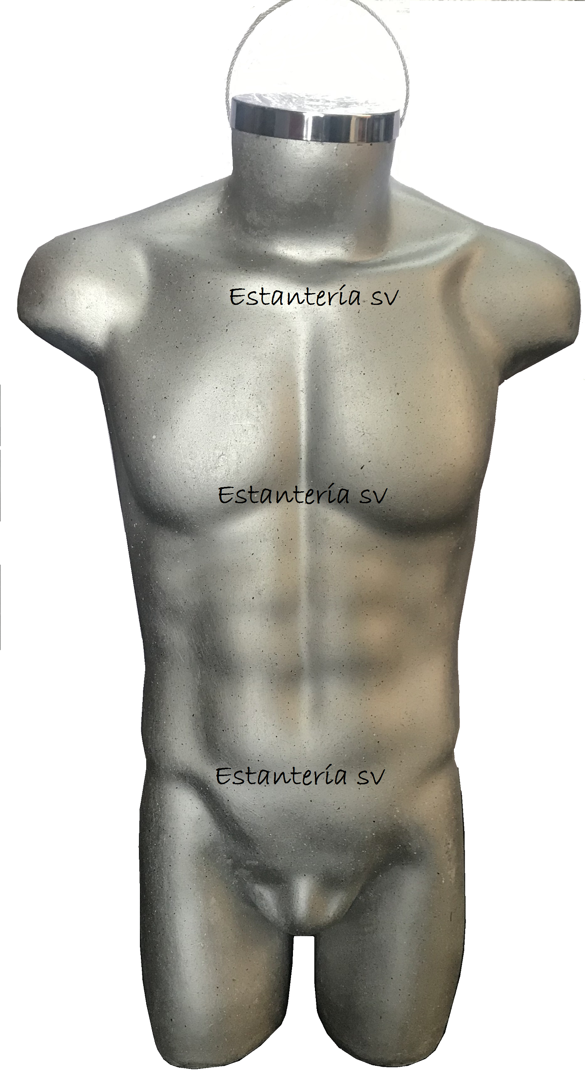 Maniquí 3/4 Fibra de Vidrio Caballero plata