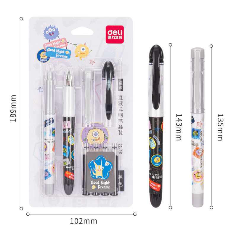 Miniature : STYLO A PLUME POCHETTE 2PCS S CARTOUCHES  DELI REF S691