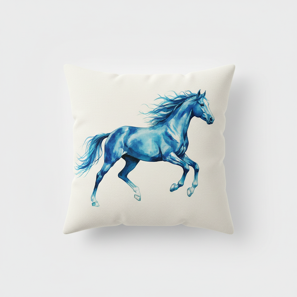 Blue Horse Throw Pillow