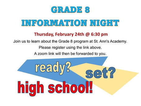St. Ann's Academy Gr. 8 Information Night