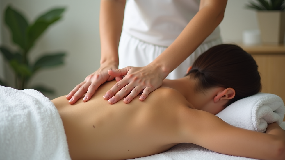 Vue rapprochée d’un massage relaxant sur le dos