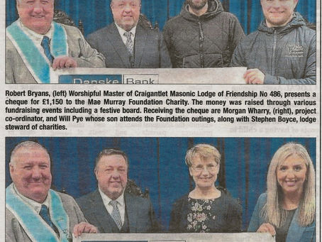Lodge Brethren Make Headlines with £2300 Charity Triumph!
