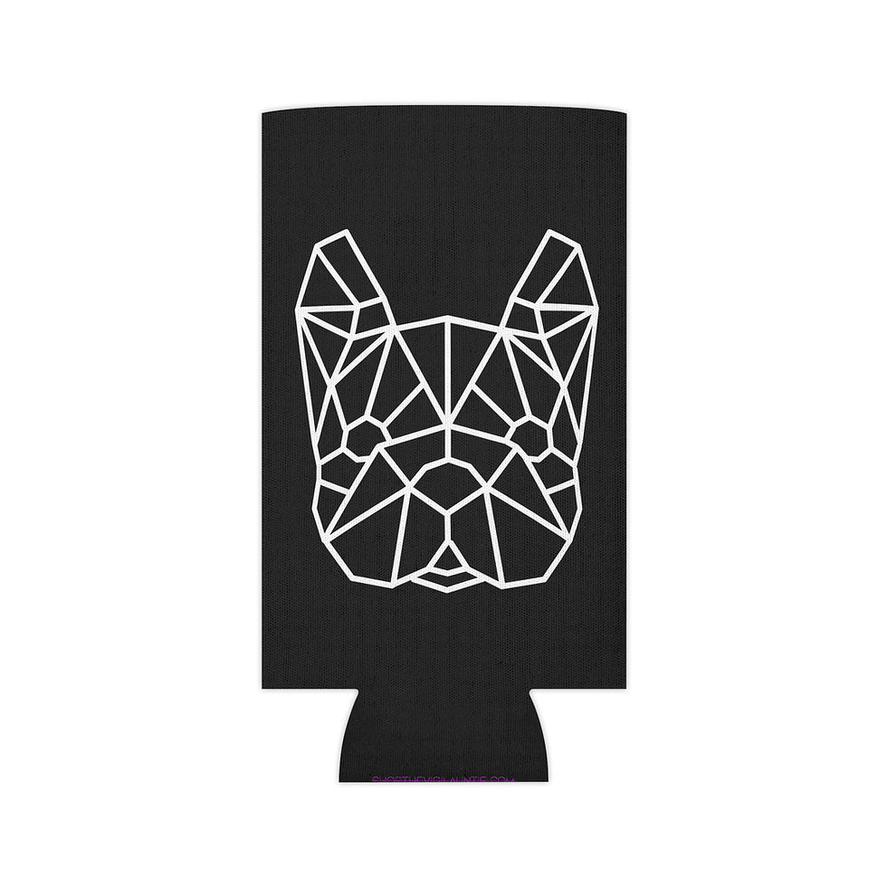 Thumbnail: White Geo Frenchie can koozie