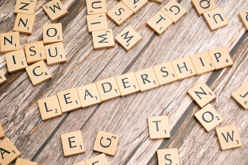 tiles that spell the word leadership