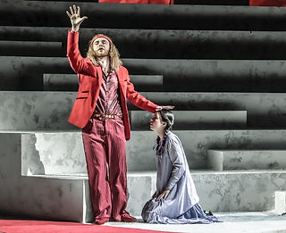 Jay Broadhurst as the Tsar and Sarah Donnelly as Kupàva in the Royal Northern College of Music's The Snow Maiden cr Craig Fuller