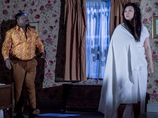 Simon Shibambu as Count Rodolfo and Ziyi Dai as Amina in Buxton International Festival's La Sonnambula. Credit Genevieve Girling