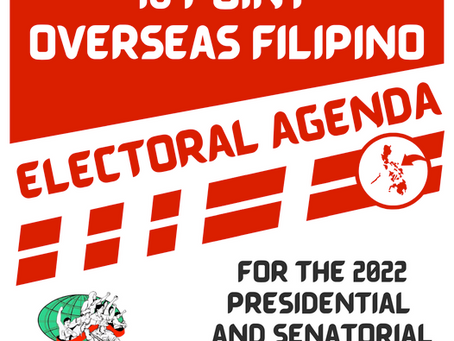 10-Point Overseas Filipino Electoral Agenda for the Philippine Elections 2022