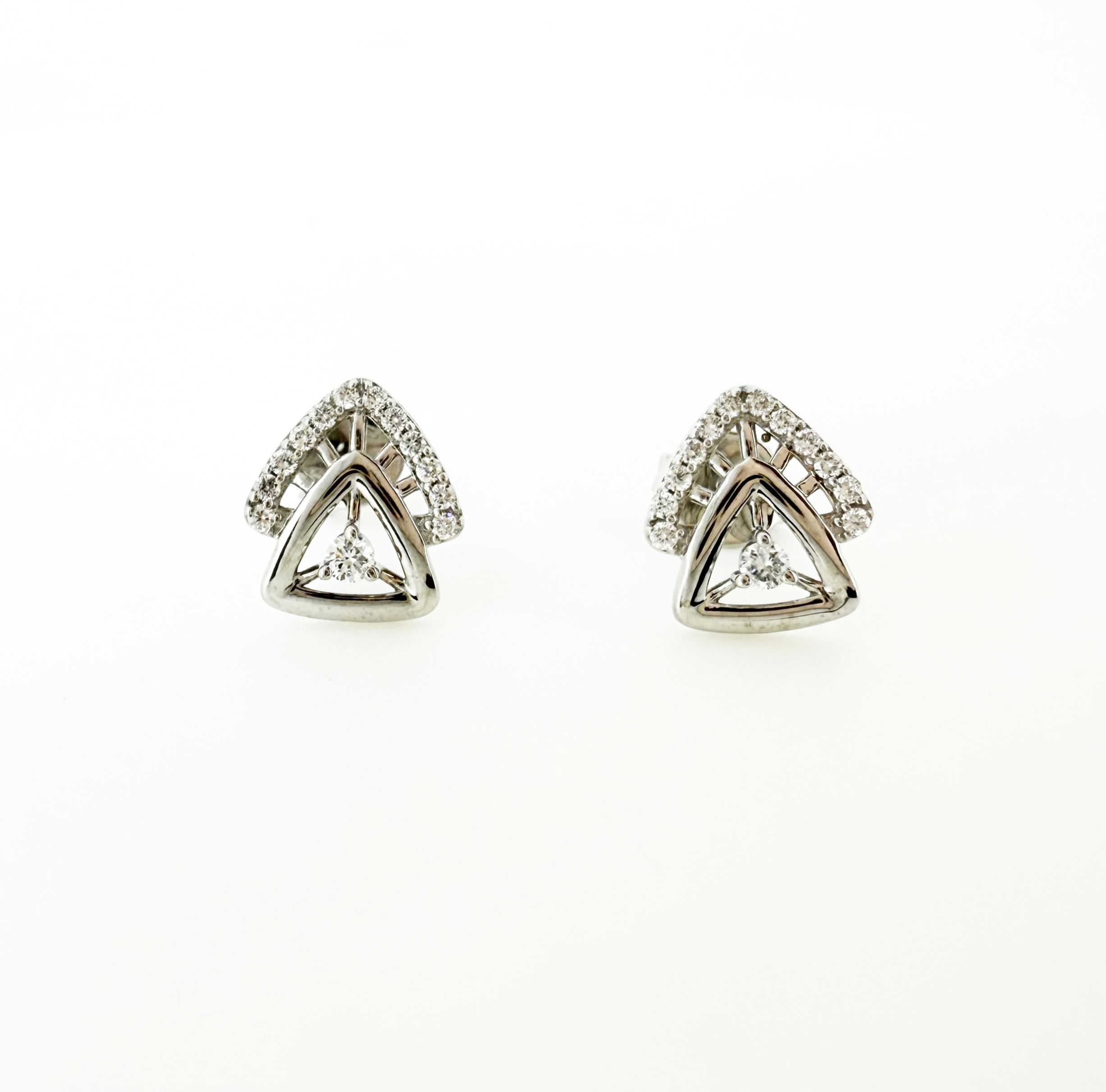 Trilliant Halo Diamond Stud Earrings