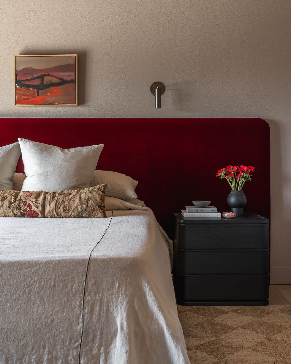 Moody bedroom paint color, Modern spiral staircase by Ashley Ferguson Interiors
