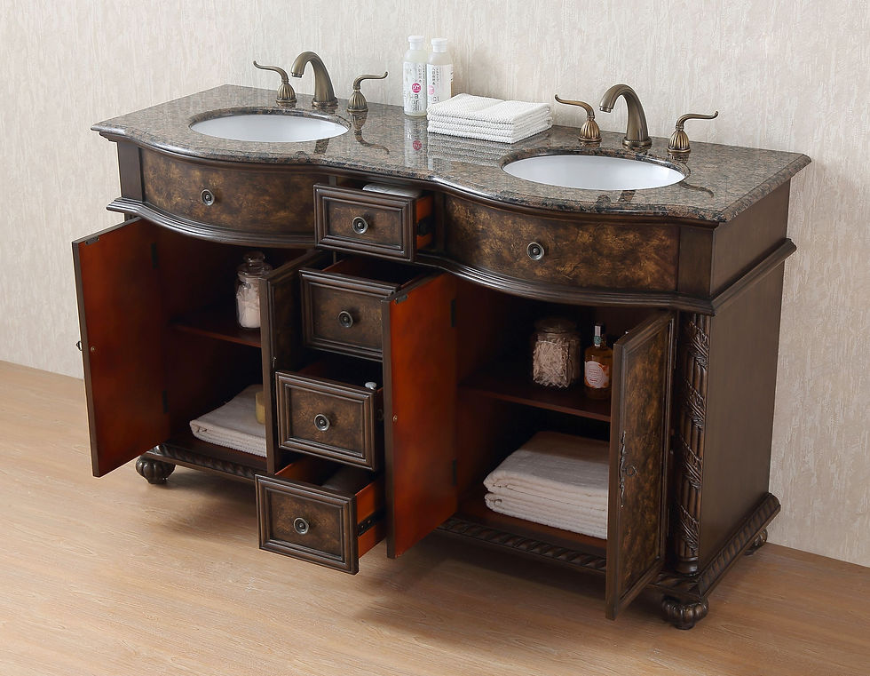 Thumbnail: 60" Amelia Double Sink Vanity with Baltic Brown Granite Top